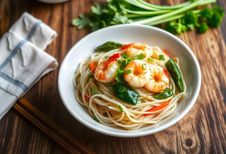 Tasty Shrimp and Rice Noodles with Vegetables